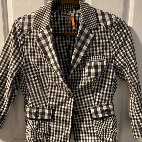 Black and white gingham Anthropologie blazer - Picture 2 of 6